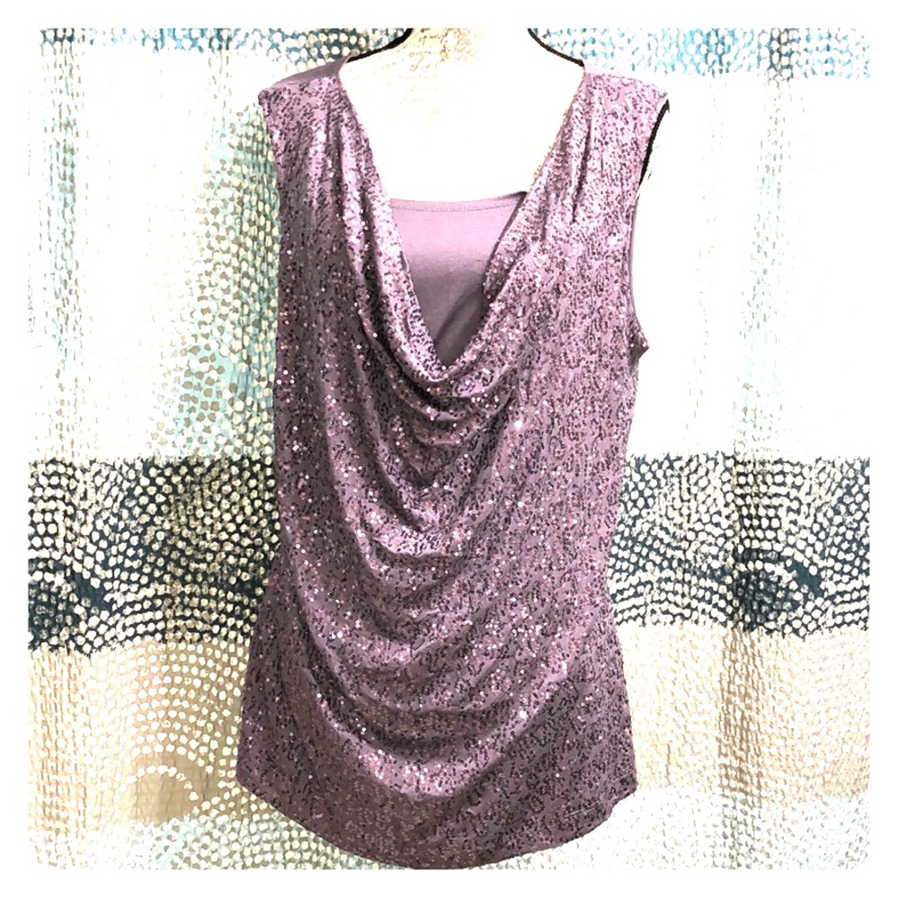 Beautiful light plum sequins top. XL NWOT